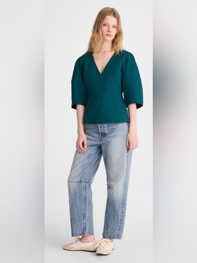 NWT MADEWELL Sculptural V Neck Top in Poplin size women’s 6